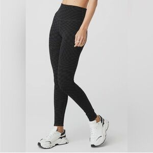 ALO Yoga Jacquard High Waist Checkered Legging in Black-Anthracite Size XS